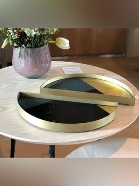 Ethnicraft Geometric Mirror Valet Tray by Dawn Sweitzer Gold Leaf Decor
